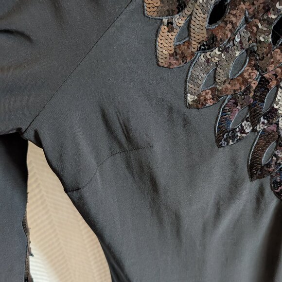 Joseph Ribkoff Long Sleeve Black Sequin Dress Size 10 Cocktail Wedding Guest - Picture 11 of 16